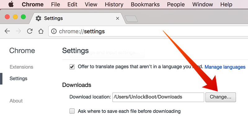 Chrome change download location mac download